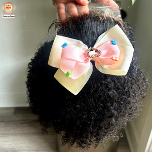 חדש 100% שיער אדם פאות 4 x4 חזית תחרה 8 אינץ אורך שיער קינקי מסולסל שיער פאות פאות מבריק לילדים - Product Image 1