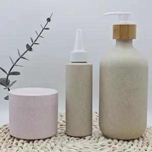 Paglia di grano biodegradabile hdpe rotondo comprimibile bottiglia di plastica vuota contenitore di gel doccia per olio per capelli