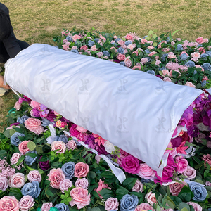สัญญาราคาที่ดีที่สุดฉากหลังงานแต่งงานสีม่วงดอกไม้ประดิษฐ์ผนัง8FT x 8FT กุหลาบผนังดอกไม้ตกแต่ง - Product Image 4