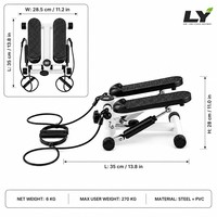 Mini Stepper con Bandas de Resistencia, Stepper Hidráulico con Monitor LED, 135 kg, Equipo de Fitness para Gimnasio en Casa