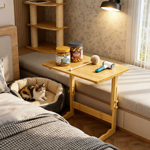 Tre gỗ đầu giường tủ đầu giường bên bảng với c-hình dạng cà phê Snack cuối bảng cho phòng ngủ ký túc xá ăn uống và không gian nhỏ - Product Image 2