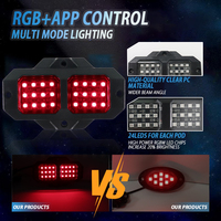 Lumière LED RGB à 4 pods contrôlée par application, lumière RGBW pour roche, lumière LED RGB étanche pour le dessous de caisse de camion, voiture, VTT, lampe de châssis