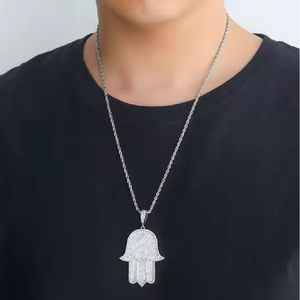 จี้เพชรโมอิสซาไนต์ทรงกลมเงินแท้ 925 ชุบทอง ขนาด 1.5 นิ้ว ดีไซน์หรูหรา - Product Image 4