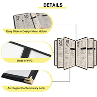 Couvre-menus en PVC 8,5 x 11 pouces, reliure à double couture, couvre-menu 4 pages avec 8 vues