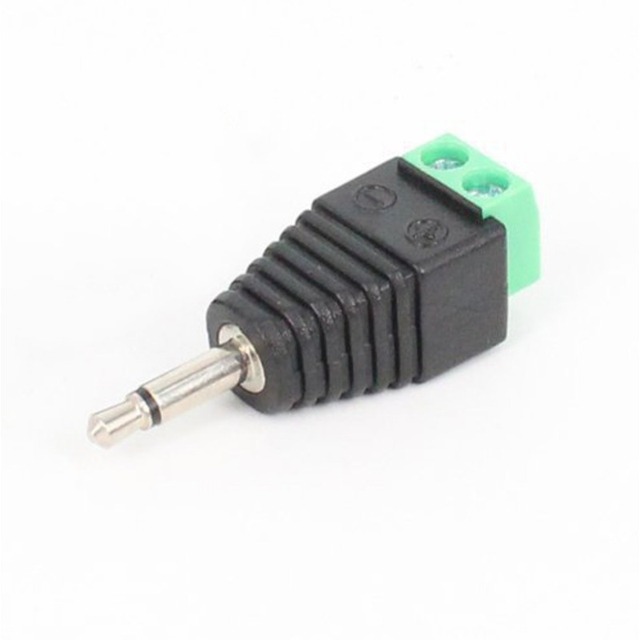 3.5mm Mono Male Plug to 2 Pin Solder-free Audio Screw Terminal Block AV Connector Adapter