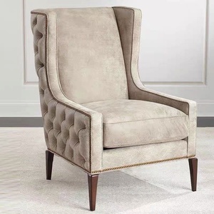 Fauteuil simple en bois massif de style américain moderne et minimaliste avec repose-pieds, chaise paresseuse de luxe légère à la française pour balcon, mobilier haut de gamme pour la maison - Product Image 1