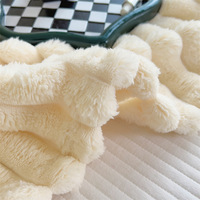Plaid en polaire 100% polyester 300GSM, uni, rayé, pour lit d'hiver, double, technique de tissage moelleuse, pour festival, pour avion