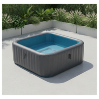 Bain à remous gonflable pour 4 à 6 personnes, grand spa carré portable en PVC étanche pour l'extérieur avec siège pour enfants et adultes