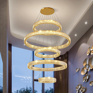 Đèn chùm pha lê tròn hiện đại JACKSUN, đèn treo trần cao, chất liệu vàng không gỉ, đèn LED có thể điều chỉnh độ sáng - Product Image 3