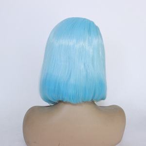 LINDALHAIR, pelucas de Bob corto, parte lateral azul cielo con oreja a oreja, peluca con malla frontal, pelo sintético resistente al calor, peluca con parte lateral izquierda - Product Image 6