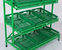 Metalen duurzame 3-laags fruit- en groentepresentatieplank voor supermarkten