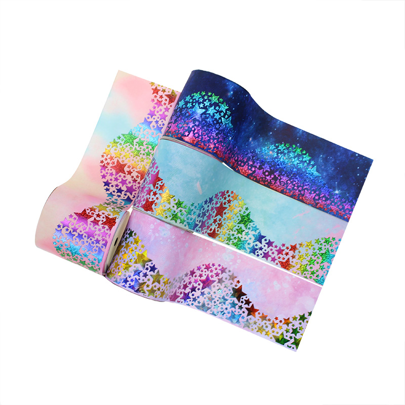 Eco-содружественный изготовленный на заказ 3 дюйма 75 мм голографическая со звездным принтом корабля корсажная лента