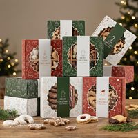 Kotak Hadiah Kertas Bertema Natal yang Dapat Disesuaikan dengan Jendela Transparan, Embossing, dan Bahan Daur Ulang untuk Berbagai Camilan Liburan