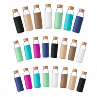 Bouteille d'eau en verre borosilicate de 500 ml avec manchon en silicone et logo en relief, couvercle en bambou – Meilleure vente