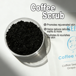 Gommage corporel au café haute concentration - Base de café pur avec huile de noix de coco, de pépins de raisin et d'<span class=keywords><strong>amande</strong></span> pour une exfoliation en profondeur, une peau douce et éclatante - Product Image 2