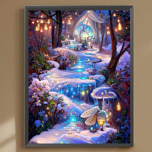 Toptan 40*50CM DIY harika orman desen oturma odası dekor elmas boyama tam yuvarlak akrilik Modern elmas boyama kiti - Product Image 3