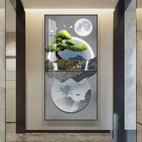 Peinture murale LED en acrylique effet cascade de cristal et porcelaine pour l'entrée et la décoration du salon