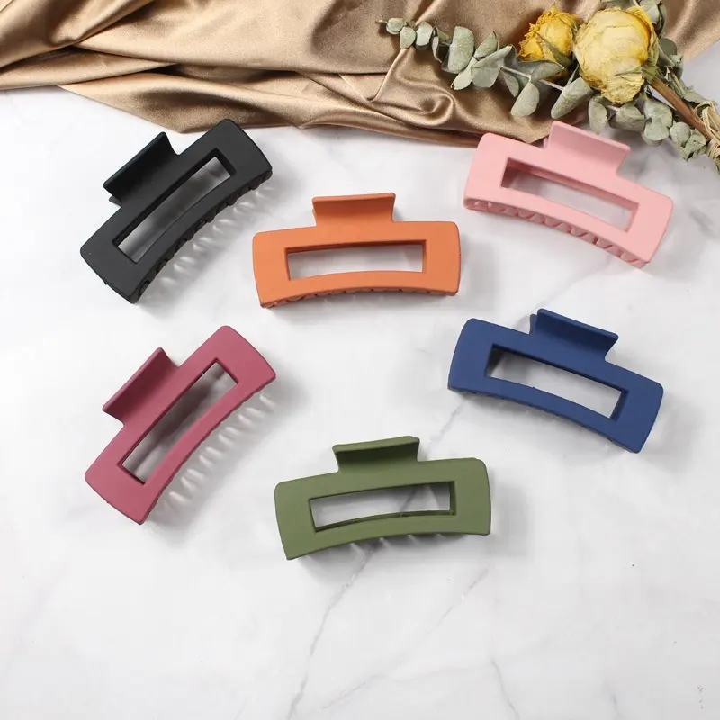 New arrivals solid color hair accessories 10cm matte hair claw rectangle acetate hair claw clips for women