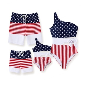 Conjuntos de Trajes de Baño Personalizados de Una Pieza, Ropa de Playa a Juego para Familias con Corte de Un Hombro y Bloques de Color, Bikini de Una Pieza - Product Image 2