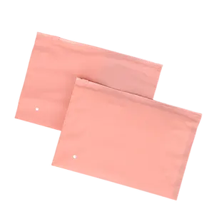 批发定制印花标志粉色磨砂塑料袋自封哑光拉链袋服装包装无毒