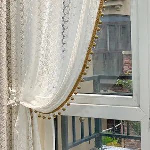 Bindi fransız tarzı Retro jakarlı beyaz ekran pencere perde ekran perdeleri oturma odası için iniş balkon