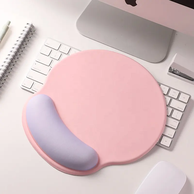 Conjunto de mouse pads de silicone 3D de pulso para computador de escritório em forma redonda com espuma de memória ergonômica