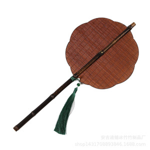 Abanico Redondo de Bambú Tejido, Abanico de Baile Portátil de Bambú Morado, Obra de Arte Coleccionable - Product Image 5