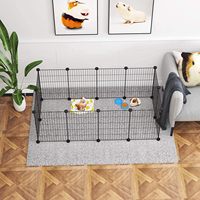 Enclos modulaire en treillis métallique noir pour petits animaux, parc de jeu facile à assembler pour lapins et cochons d'Inde, cage d'exercice pour intérieur domestique