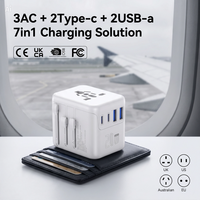 Adaptador de Viaje Mini Universal de 20W PD con Cargador para iPhone, Puerto USB-A y Tipo-C, Carga Rápida Multipuerto para Viajes Globales y Teléfonos
