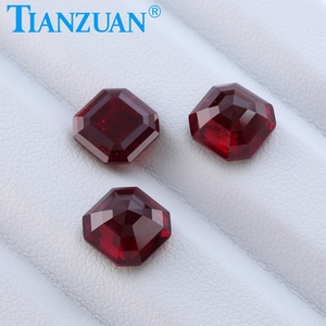 Certificado AGL de rubí cultivado en laboratorio, corte esmeralda cuadrado, corindón sintético 9 # rojo oscuro con inclusiones visibles, piedras preciosas sueltas - Product Image 6