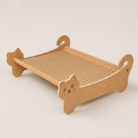 Cama para Gatos de Corcho Natural con Forma de Cabeza de Gato, Cama Rascable de Corcho con Marco de Madera con Silueta de Gato, Muebles Ecológicos para Gatos