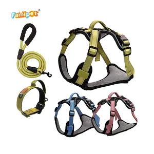 Famipet Manufacturer Custom Designer Adjustable Pet Accessories Breathable Reflective No Pull Dog Harness and Leash Collar Set