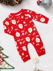 Conjunto de pijamas a juego con estampado de Papá Noel de Navidad, cuello redondo, manga raglán, ropa de descanso en contraste rojo y blanco - Product Image 5