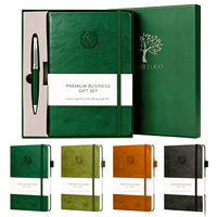 Articles cadeaux de luxe promotionnels en gros, carnet en cuir, journal personnalisé, agenda de bureau, ensemble cadeau d'entreprise avec stylo