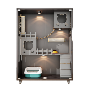 Fabriek Directe Verkoop Populaire Praktische Massief Hout Licht Luxe Ademend Waterdichte Kattenvillakast Kooi - Product Image 1