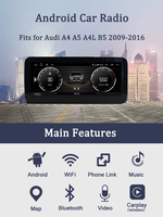 Autoradio Android 10,25 pouces Qualcomm 8 cœurs 4 Go 64 Go DSP Lecteur GPS pour Audi A4 B8 CarPlay Android Auto Mirror Link