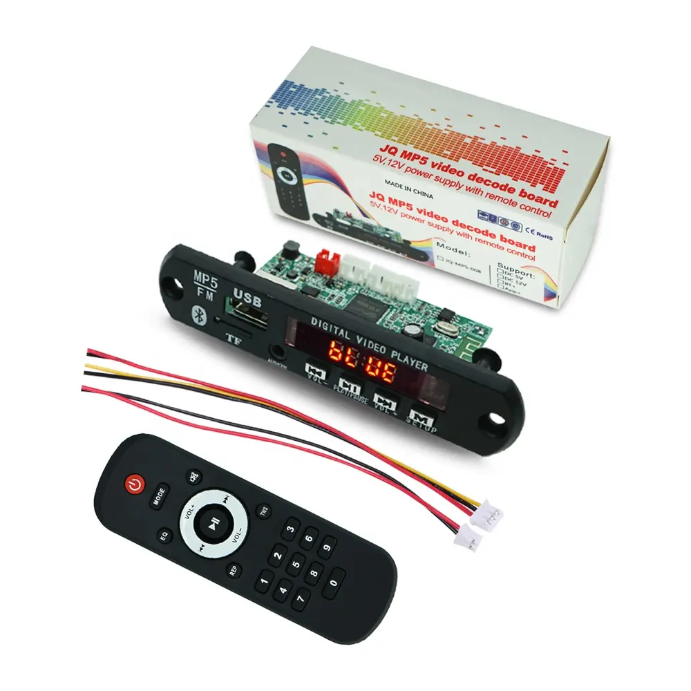 JQ Wireless BT Video Circuit USB TF-Karte MP3-Player-Modul, 12V MP4-Video-Kit MP5-Player-Decoder-Karte für TV