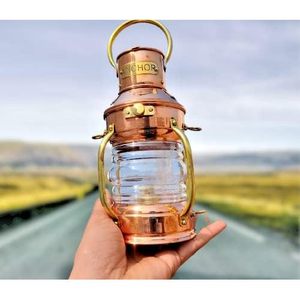 Alfa Nautical Gold <b>Copper</b> Brass Oil Lamp <b>Lantern</b> 10 Inch Decorative Home Lighting Coastal Style Industrial Design - Product Image 1