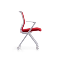 Chaise de formation ergonomique moderne en maille avec design pliable, mouvement oscillant, empilable, cadre en métal blanc pour bureau/conférence