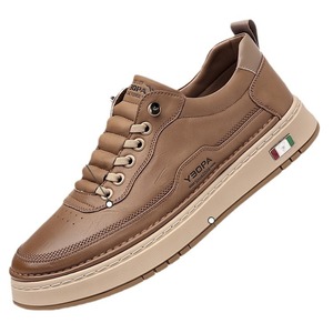 Y30PA รองเท้าผ้าใบหนังลำลองสีขาวสำหรับผู้ชายส้นเตี้ยพื้นรองเท้ายางระบายอากาศได้ดีขนาด 48 รองเท้าลำลอง - Product Image 3