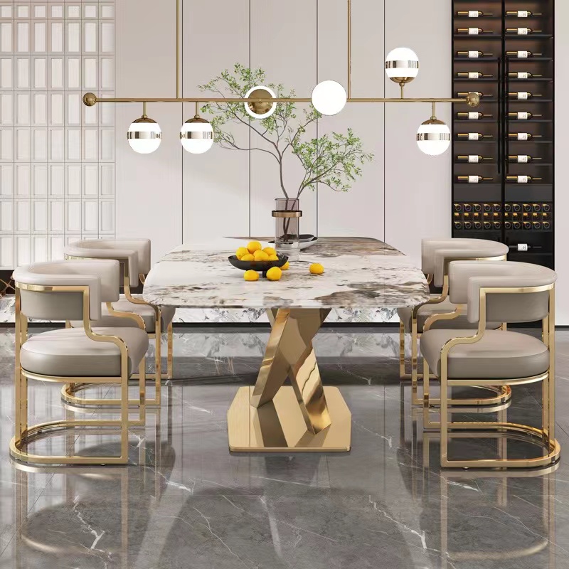 Leg Waterproof Microfiber Leather Restaurant Hotel Dining Chair Gold Gilt Metal Modern Simple Light Luxury Iron Metal Steel Tube