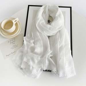 Nouveaux foulards en coton et lin de couleur unie rétro confortables pour femmes, protection solaire estivale, foulards respirants YHK0088 - Product Image 4