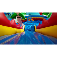 Toboggan aquatique gonflable de haute qualité sur le thème de la cocotier, taille personnalisable, parc aquatique gonflable pour enfants, fête de piscine en plein air