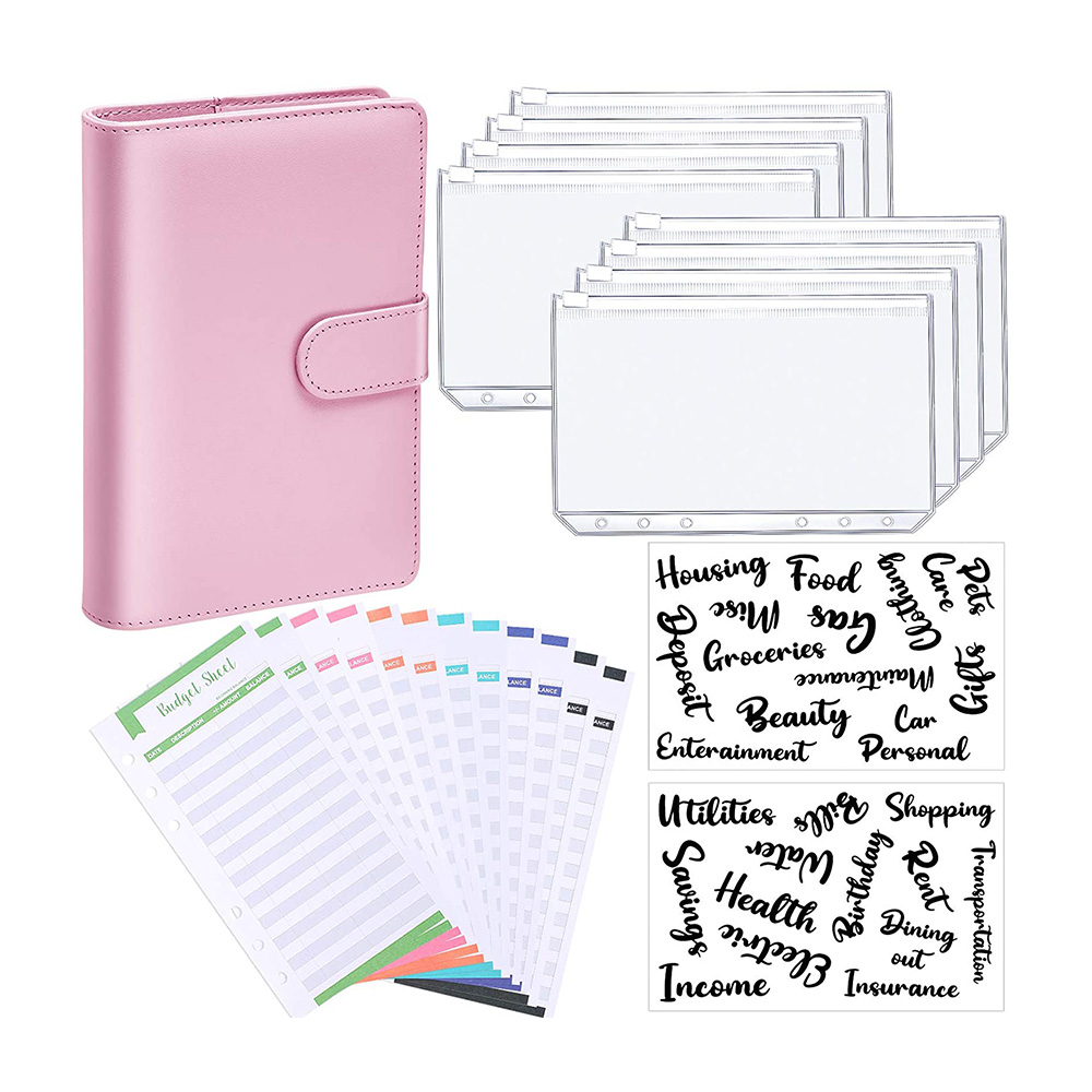 Новый милый чехол из искусственной кожи карамельных цветов с 6 кольцами на заказ, прозрачная карманная вставка на молнии, кошелек, система А6, планировщик денег, папка для дел с наличным конвертом