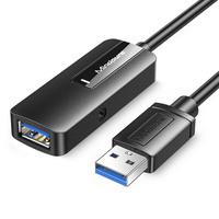 Cable de Extensión USB 3.0 Activo Mindpure con Adaptador de Corriente, Cable Repetidor Multi-Chip con Amplificador de Señal para Impresora, Cámara, PC