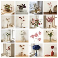 Buket Bunga Palsu Putih dan Hijau dengan Daun Eucalyptus dan Pakis untuk Hadiah Pengantin, Buket Pernikahan, atau Hadiah Hari Valentine