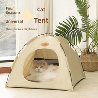 Tente de couchage pour chat respirante et imperméable, semi-fermée, pour les quatre saisons, avec coussin amovible et lavable