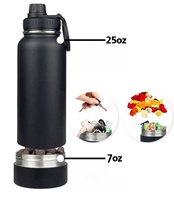 Bouteille d'eau isolée multifonctionnelle de 32oz en acier inoxydable avec rangement caché pour les animaux de compagnie en voyage Bouteille d'eau 2 en 1
