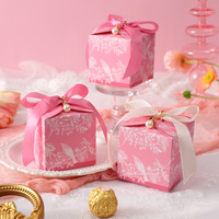 Nouvelle boîte à bonbons de mariage style français, motif floral et oiseaux, feuilles florales, boîte carrée en papier vide, petite boîte de fiançailles de qualité alimentaire