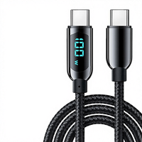 Cable USB C a USB-C con Pantalla LED Digital, Carga Rápida PD de 100W 5A, Transferencia de Datos de 480Mbps para Laptop, Tablet y Smartphone